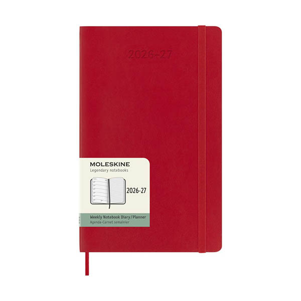 Moleskine Large agenda semainier 18 mois 2026-2027 à couverture souple (ANGL) - rouge écarlate 440042 - 7