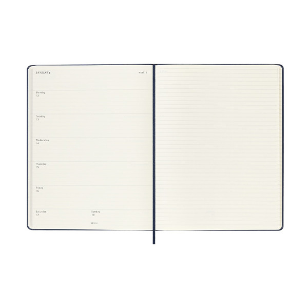 Moleskine XL 12 mois agenda semainier 2026 à couverture rigide (ANGL) - bleu saphir 262547 - 3