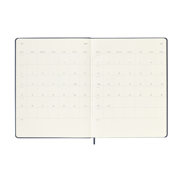 Moleskine XL 12 mois agenda semainier 2026 à couverture rigide (ANGL) - bleu saphir 262547 - 4