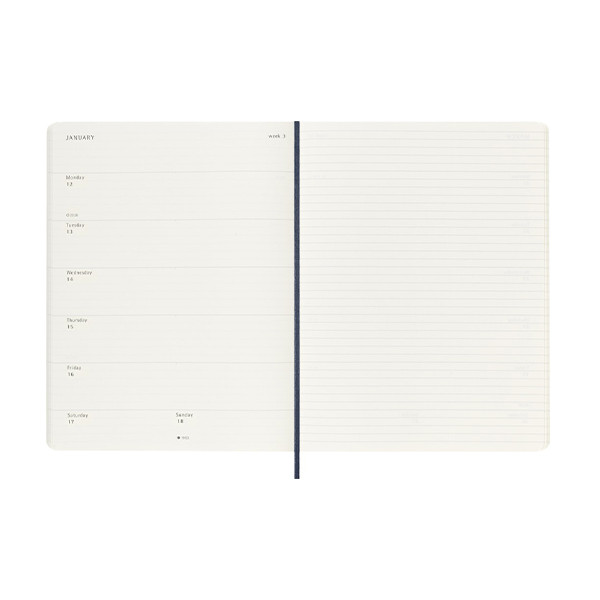 Moleskine XL 12 mois agenda semainier 2026 à couverture souple (ANGL) - bleu saphir 262549 - 3