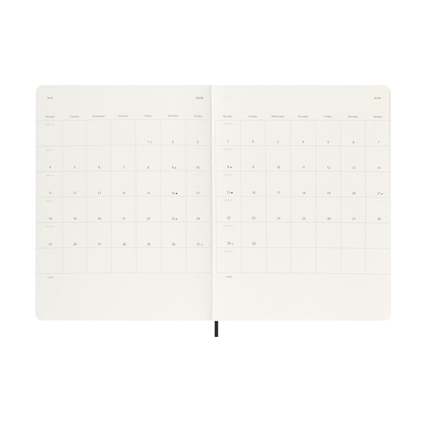 Moleskine XL 18 mois agenda semainier 2025/2026 à couverture souple (ANGL) - noir 262541 - 6
