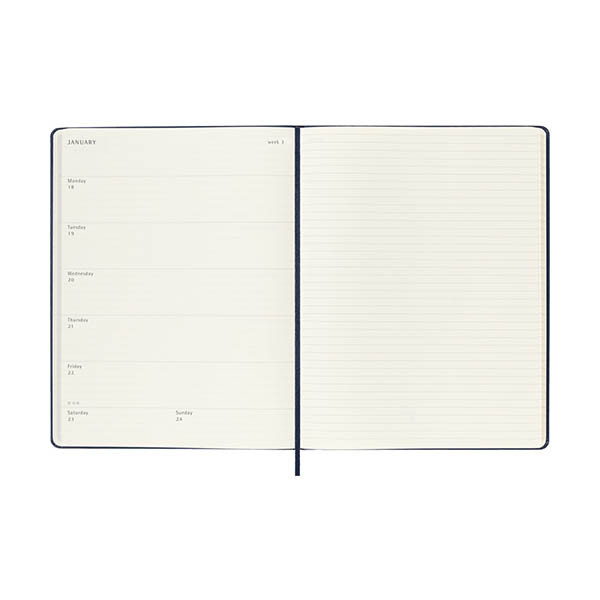 Moleskine XL agenda semainier 12 mois 2027, couverture rigide (ANG) - bleu saphir 440047 - 3