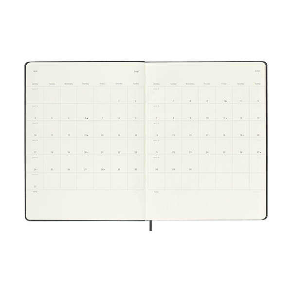 Moleskine XL agenda semainier 12 mois 2027, couverture rigide (ANG) - noir 440046 - 4