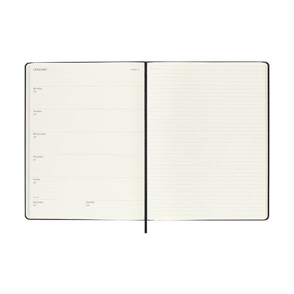 Moleskine XL agenda semainier 18 mois 2026-2027 à couverture rigide (ANGL) - noir 440037 - 3