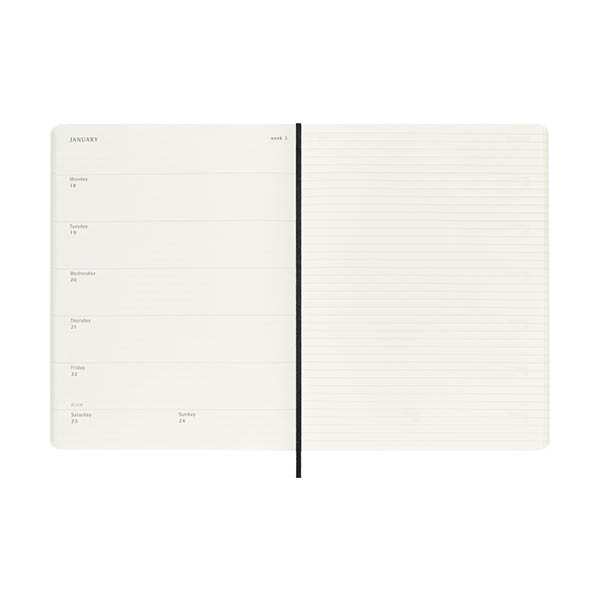 Moleskine XL agenda semainier 18 mois 2026-2027 à couverture souple (ANGL) - noir 440041 - 3