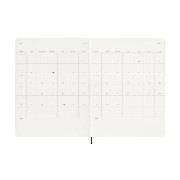 Moleskine XL agenda semainier 18 mois 2026-2027 à couverture souple (ANGL) - noir 440041 - 4