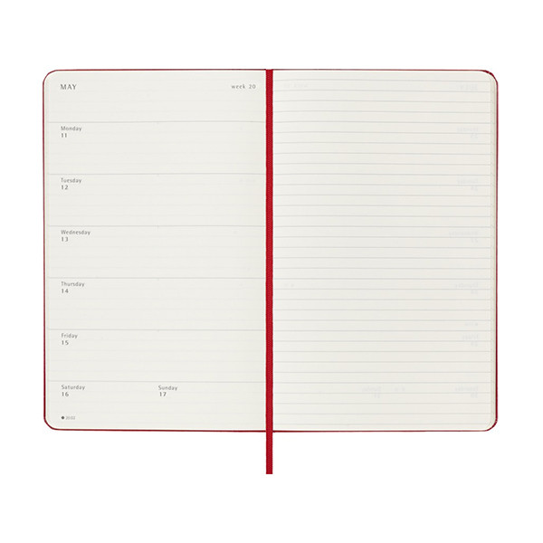 Moleskine large 18 mois agenda semainier 2025/2026 à couverture rigide (ANGL) - rouge écarlate 262538 - 5