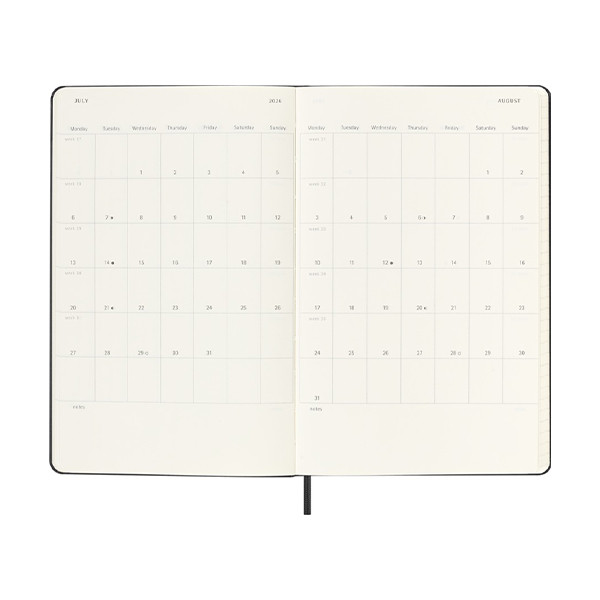 Moleskine large 18 mois agenda semainier 2025/2026 à couverture rigide paysage (ANGL) - noir 262545 - 6