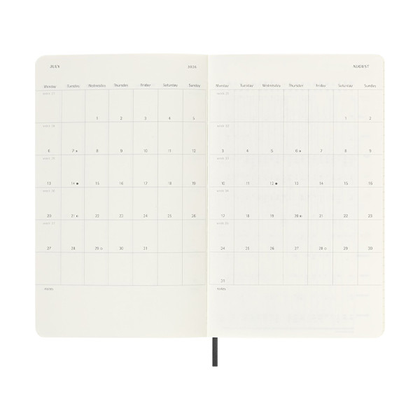 Moleskine large 18 mois agenda semainier 2025/2026 à couverture souple (ANGL) - noir 262540 - 6