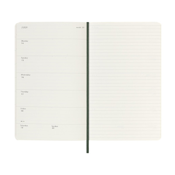 Moleskine large 18 mois agenda semainier 2025/2026 à couverture souple (ANGL) - vert myrte 262544 - 5