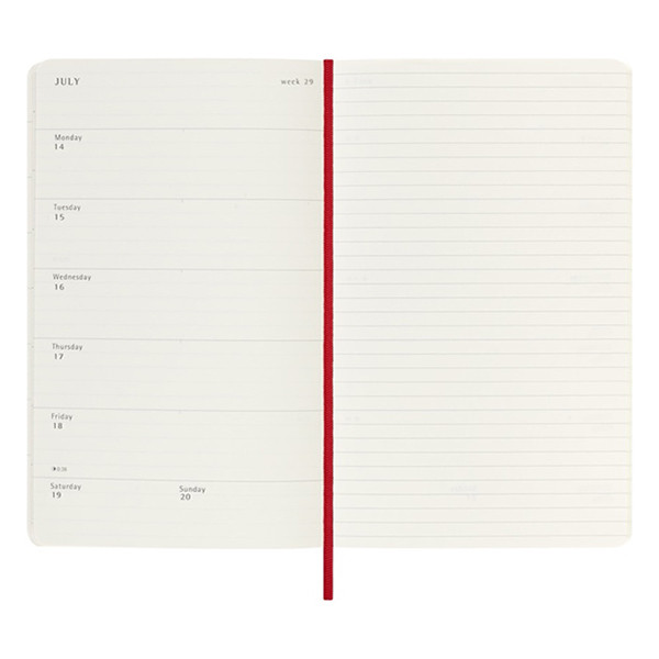 Moleskine large agenda semainier 18 mois 2024/2025 couverture souple - rouge écarlate DSF218WN3Y25 313228 - 2