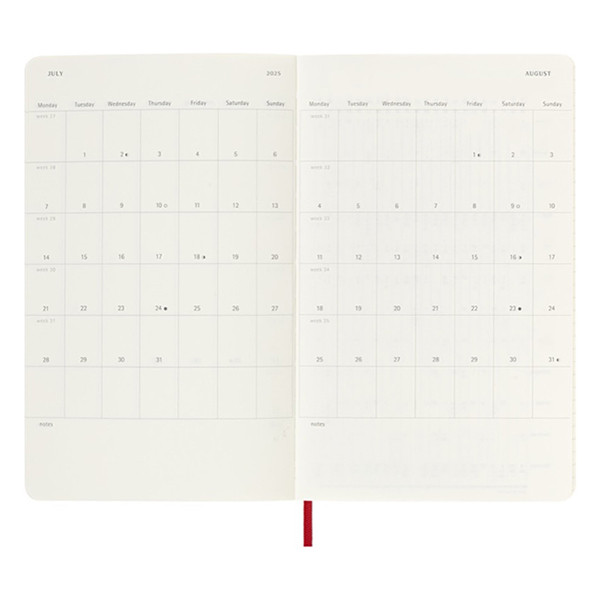 Moleskine large agenda semainier 18 mois 2024/2025 couverture souple - rouge écarlate DSF218WN3Y25 313228 - 3