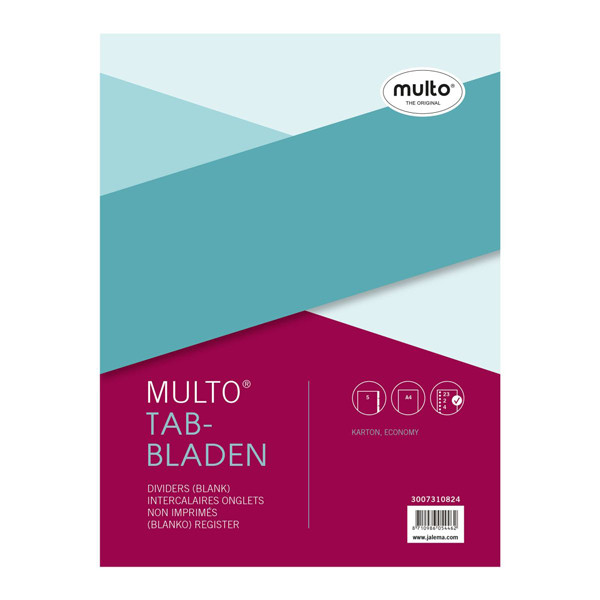 Multo Economy intercalaires colorés en carton A4 avec 5 onglets (23 trous) 3007310824 205698 - 1