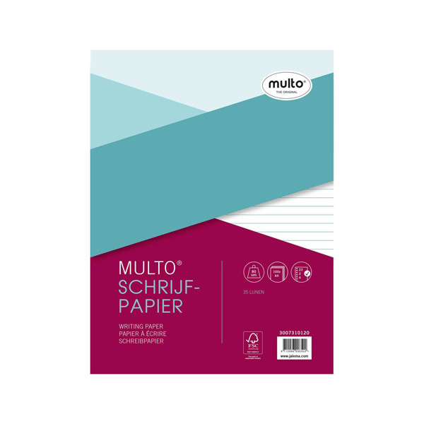 Multo bloc de cours perforé A4 ligné 80 g/m² 100 feuilles (23 trous) 3007310120 205672 - 1