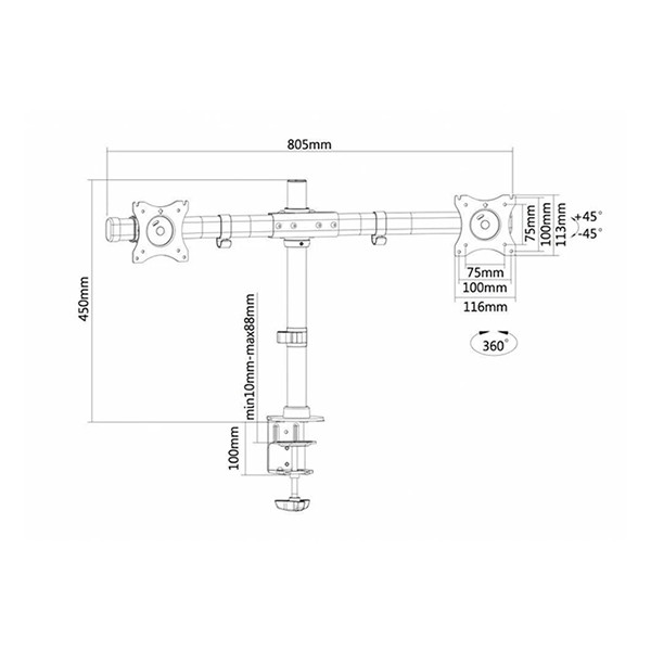 Neomounts bras d'écran pour 2 écrans (barre transversale) - noir FPMA-DCB100DBLACK 200306 - 3