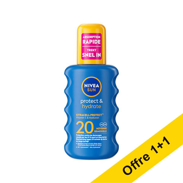 Offre : 2x Nivea Sun Protect & Hydrate spray solaire SPF 20 200 ml SNI06301 - 1