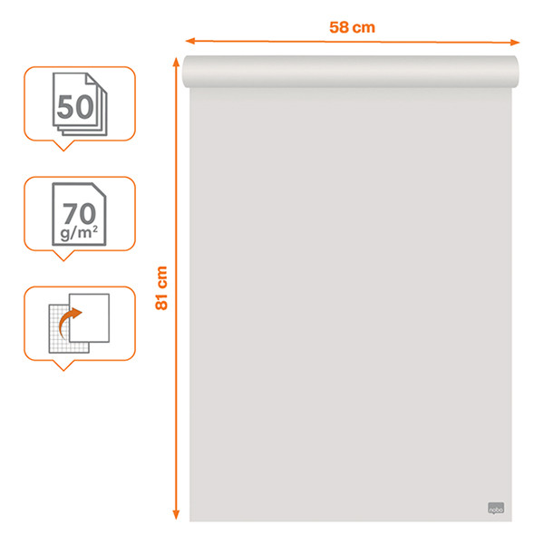 Nobo bloc papier pour chevalet de conférence recyclé 58 x 81 cm (50 feuilles) - blanc/quadrillé 1915659 247510 - 2