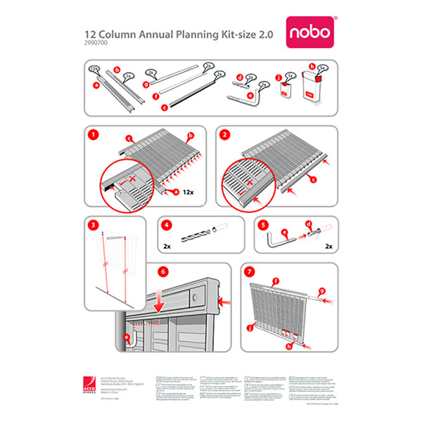 Nobo kit planning à fiches T annuel (12 colonnes, 32 fentes) 2990700 247019 - 4