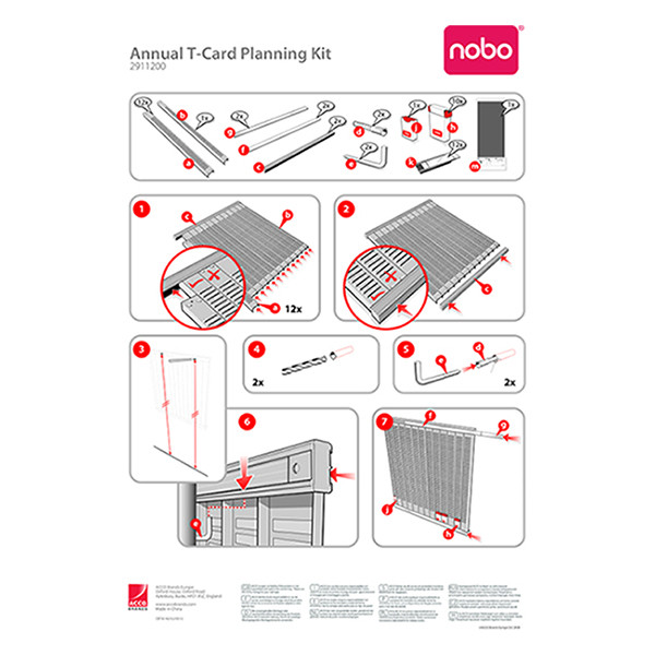 Nobo kit planning à fiches T annuel (13 colonnes, 54 fentes) 2911200 247016 - 3