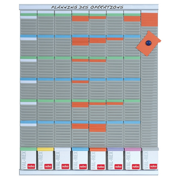 Nobo kit planning à fiches T hebdomadaire (8 colonnes, 54 fentes) 2910800 247015 - 1