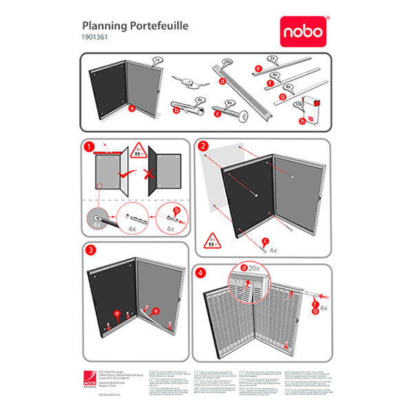 Nobo kit planning à fiches T pliable (20 colonnes, 54 fentes) 1901361 247013 - 2