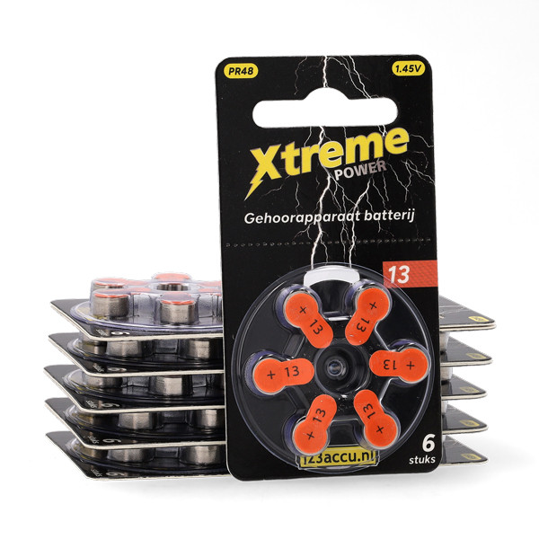 Offre : 123accu Xtreme Power 13 / PR48 piles pour appareils auditifs 60 pièces (marque 123accu) - orange ADR00358 - 1