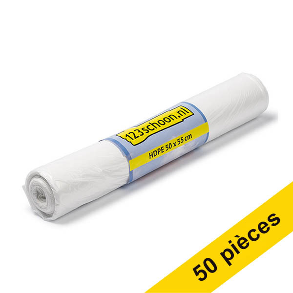 Offre : 10x 123schoon sacs-poubelle PEHD 20 litres (50 pièces) - blanc SDR00418 - 1