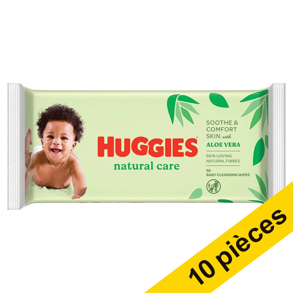 Offre : 10x Huggies Natural Care lingettes pour bébé - Aloe vera (56 pièces)  SHU00039 - 1