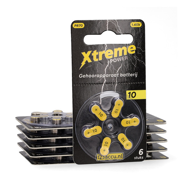 Offre : 123accu Xtreme Power 10 / PR70 piles pour appareils auditifs 60 pièces (marque 123accu) - jaune ADR00360 - 1