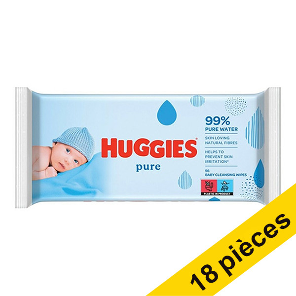 Offre : 18x Huggies Pure lingettes pour bébé (56 pièces)  SHU00040 - 1