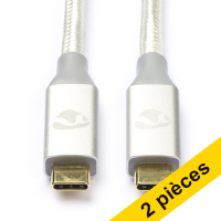 Offre : 2x Nedis Apple iPhone câble de chargement USB-C vers USB-C 3.2 (1 mètre) - blanc