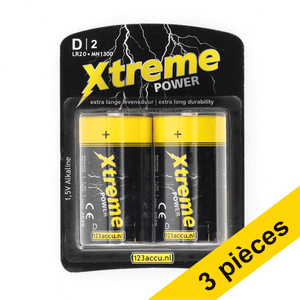 Offre : 3x 123accu Xtreme Power LR20 D pile 2 pièces ADR00296 - 1