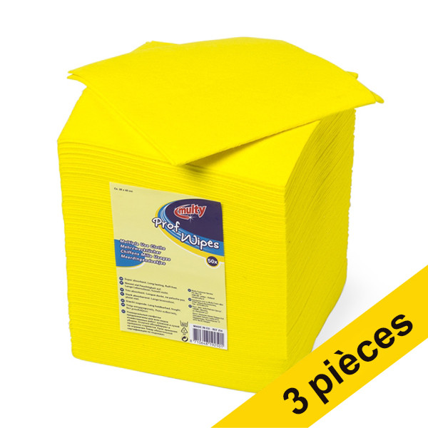 Offre : 3x 123schoon Multy chiffons de nettoyage 38 x 40 cm (50 pièces) - jaune SMU00084 - 1