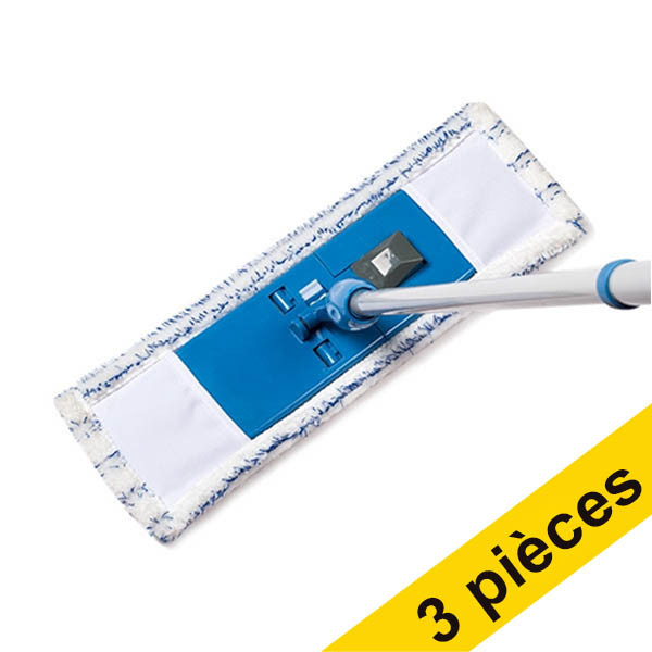 Offre : 3x 123schoon essuie-sol avec manche télescopique + vadrouille microfibre SDR07328 - 1