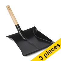 Offre : 3x 123schoon pelle à poussière avec poignée en bois - noir