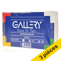 Offre : 3x Gallery fiche Bristol quadrillée 125 x 75 mm (100 pièces)
