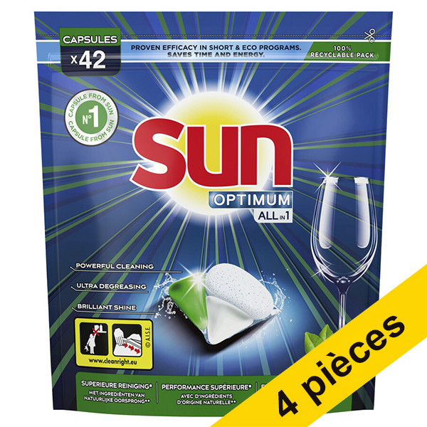 Offre : Sun Optimum Tout-en-1 Citron tablettes pour lave-vaisselle (168 lavages)  SSU00155 - 1