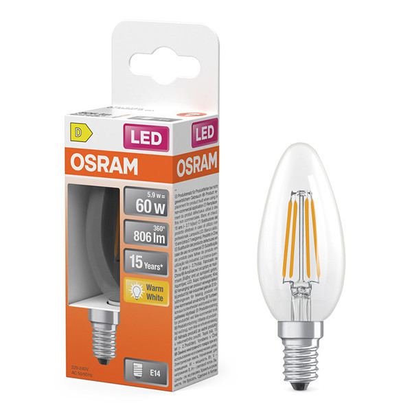 Ampoule LED Osram E14 | Ampoule B35 | Filament | Transparente | 2700K | 5,5W (équivalent 60W) LOS01189 - 1