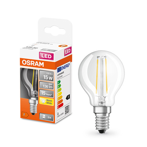 Osram E14 ampoule LED filament en globe transparente 1,5 W (15 W) LOS00180 - 1