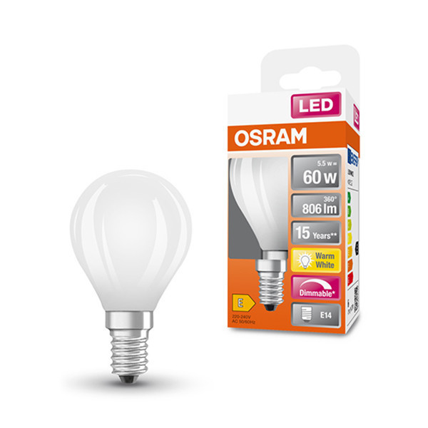 Osram E14 ampoule LED sphérique mate dimmable 5,5W (60W) LOS00174 - 1