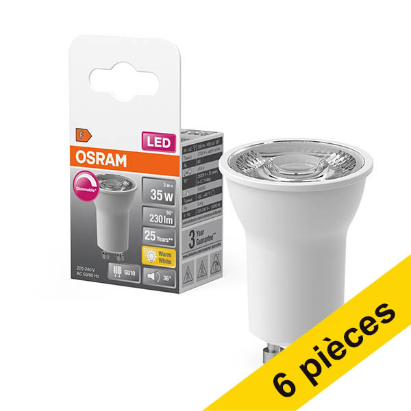 Offre : 6x Osram GU10 spot LED | PAR11 | 2700K | dimmable | 3W (35W) LOS01128 - 1