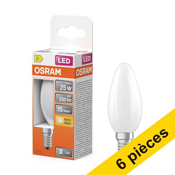 Offre : 6x Osram ampoule LED E14 | Bougie B35 | Mat | 2700K | 1,8W (25W) LOS01864 - 1