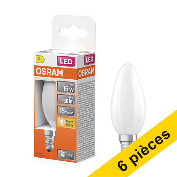 Offre : 6x Osram ampoule LED E14 | Bougie B35 | Mat | 2700K | 1W (15W) LOS01862 - 1