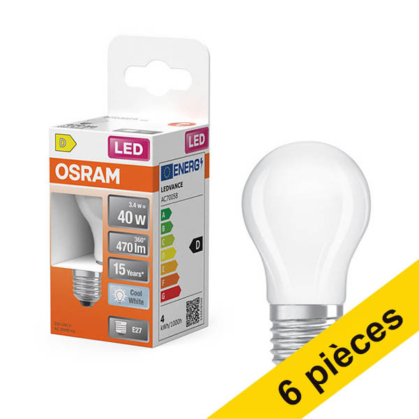 Offre : 6x Osram ampoule LED E27 | Sphérique P45 | Mat | 4000K | 3,4W (40W) LOS02177 - 1