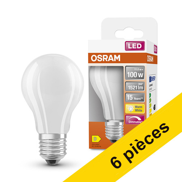 Offre : 6x Osram E27 ampoule LED poire dimmable 11W (100W) LOS00053 - 1