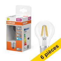 Offre : 6x Osram ampoule LED E27 | Poire A60 | Filament | Transparent | 6500K | 3,4W (40W)