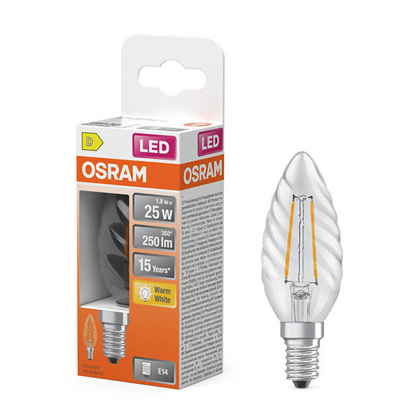 Osram ampoule LED E14 | Bougie B35 | Filament | Transparent | 2700K | 1,8W (25W) LOS02136 - 1