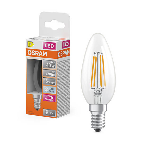 Osram ampoule LED E14 | Bougie B35 | Filament | Transparent | 4000K | Dimmable | 3,4W (40W) LOS02128 - 1