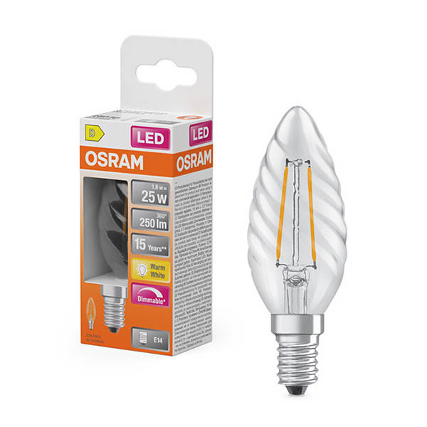 Osram ampoule LED E14 | Bougie B35 | Transparent | Filament | 2700K | Dimmable | 1,8W (25W) LOS02100 - 1