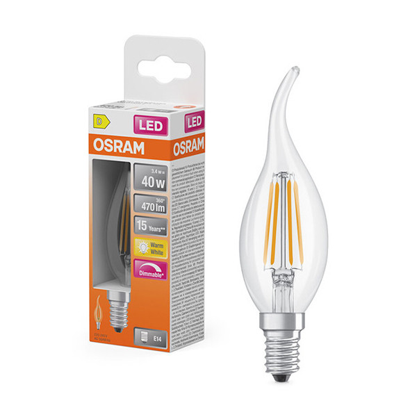 Osram ampoule LED E14 | Bougie décorative BA35 | Filament | Transparent | Dimmable | 2700K | 3,4W (40W) LOS01845 - 1